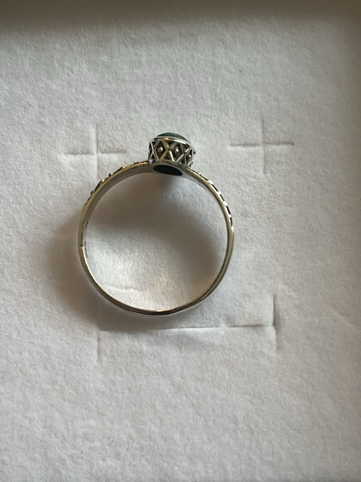 Sterling Silver Vintage Designed Natural Colombian Emerald Ring Size 10-1/2