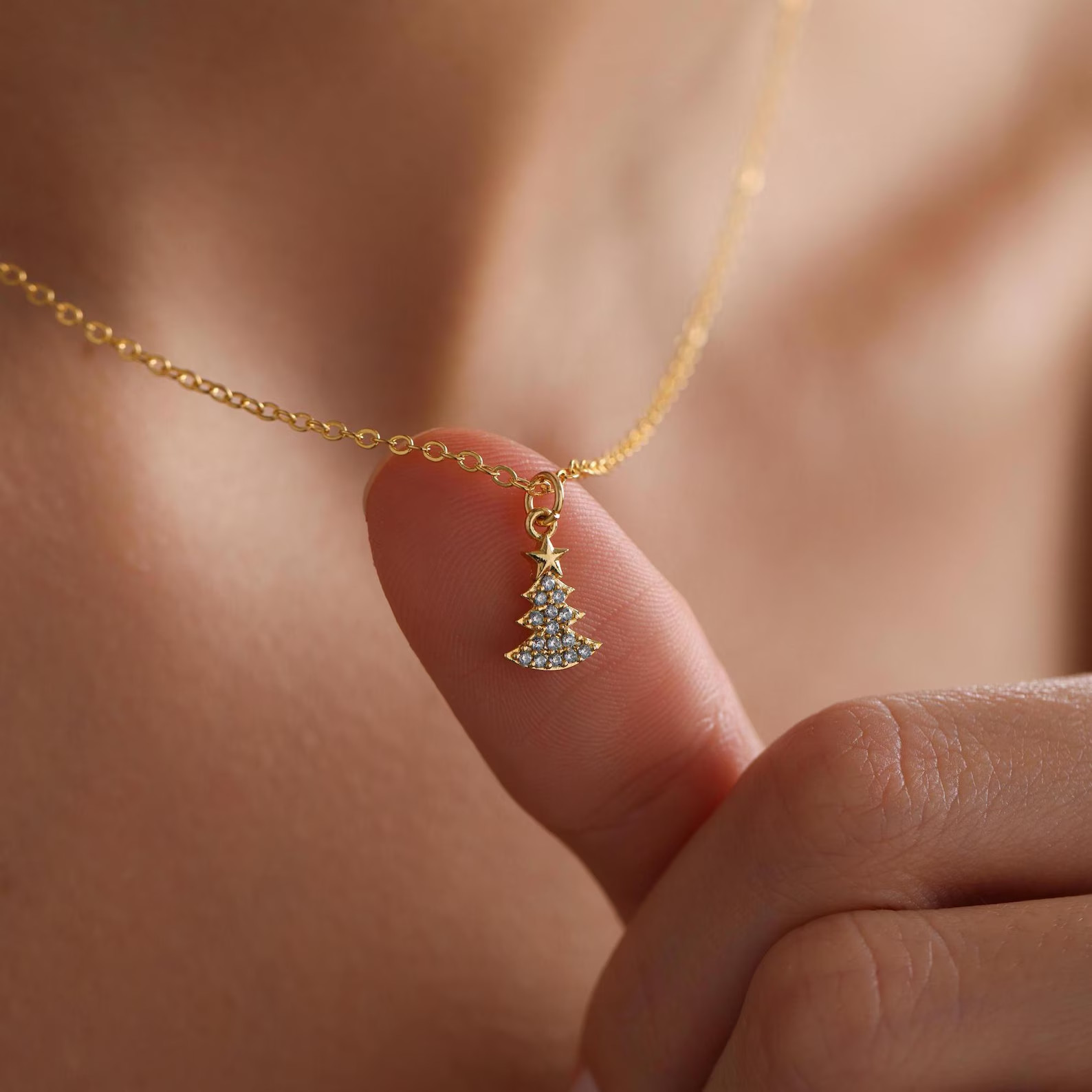 2 Ct Simulated Diamond Stunning Christmas Tree Pendant 14K Yellow Gold Plated