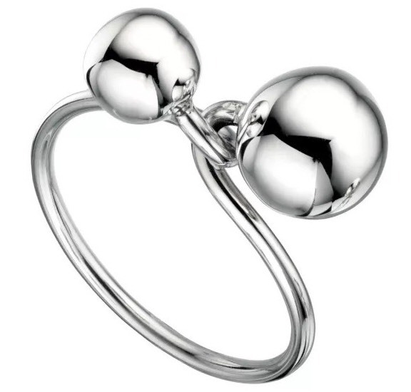 NEW 12mm/8mm SOLID 925 Sterling Silver Duo Twist Sphere BALLS ring 5.36g Size 8
