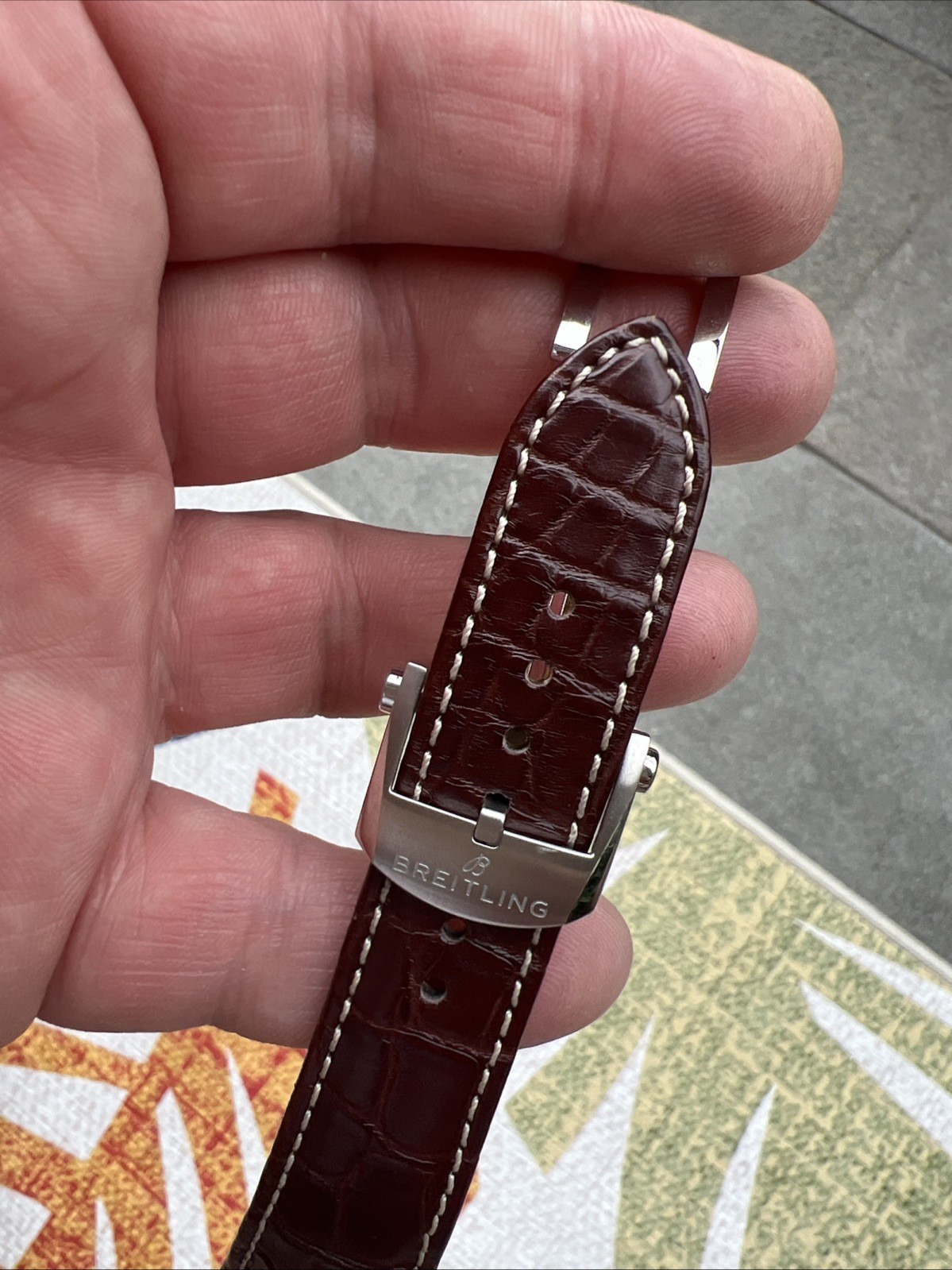 Breitling Croco Strap w Deployment Clasp 22-18 mm Brown
