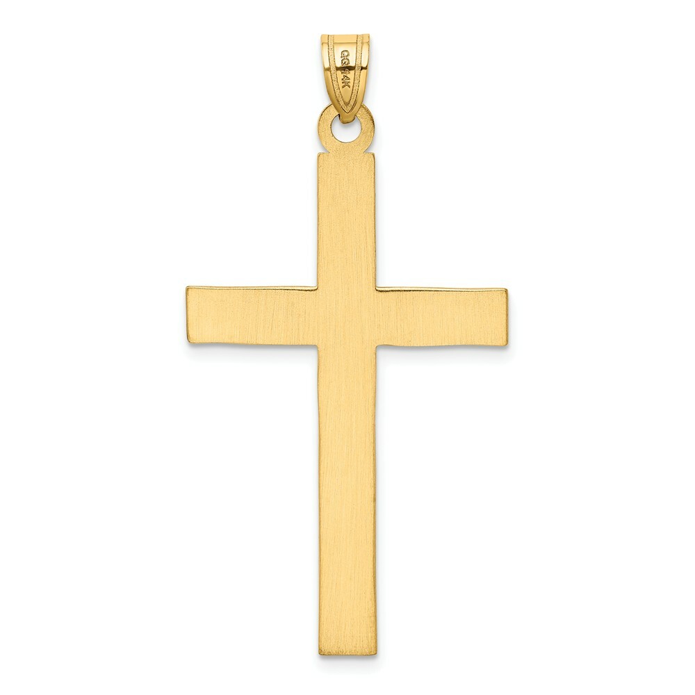 14K Yellow Gold Polished Flat Die Struck Crucifix Cross Religious Charm Pendant