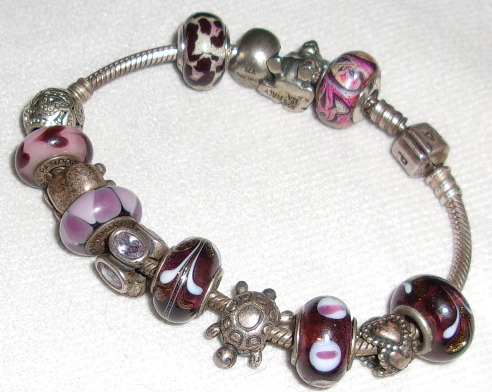 Sterling Silver Pandora 14 Charms Bracelet 7.5″inch Long