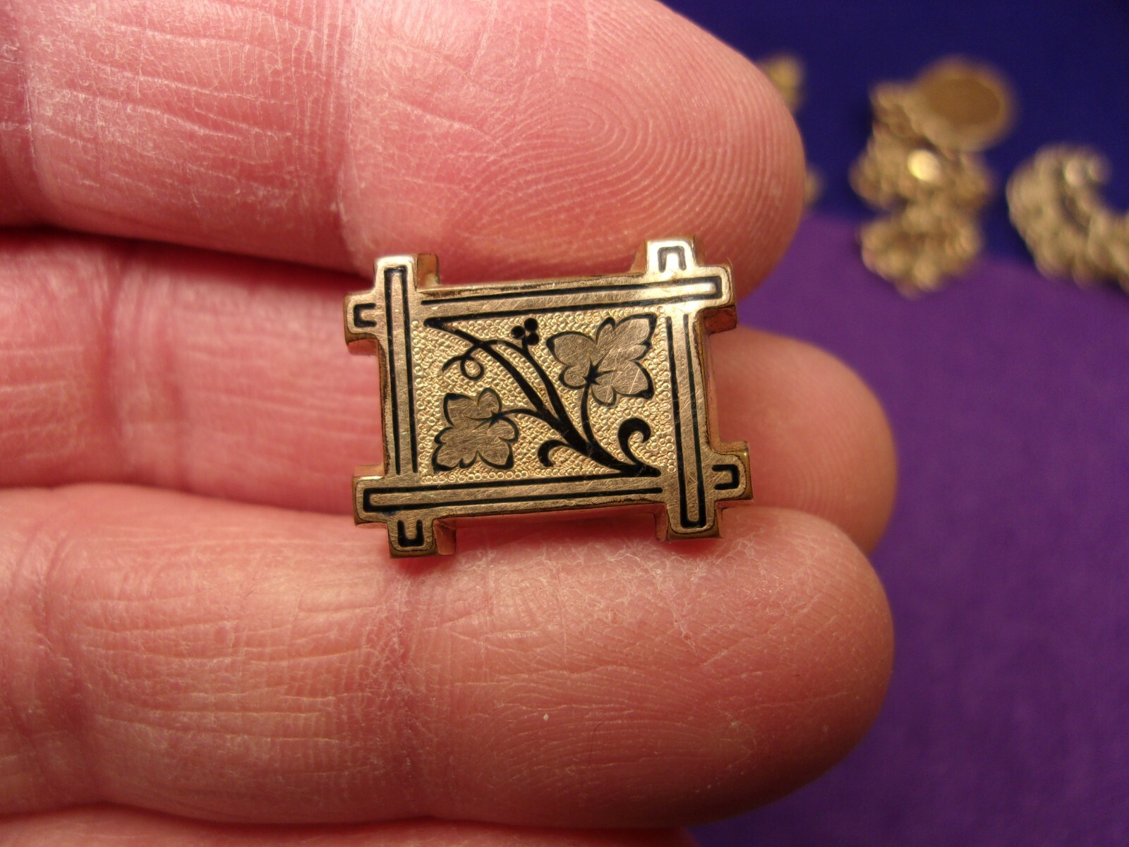 #2 of 2, LOT OF 4 VTG ANTIQUE VICTORIAN “Taille d’Epargne” COLOR STUDS, ALL DIFF