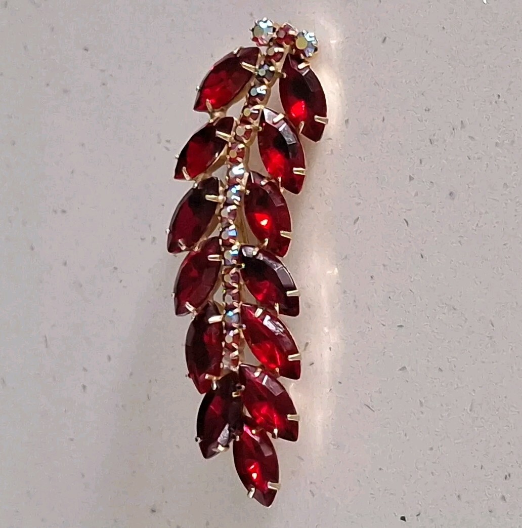 DeLizza & Elster Juliana Brooch Bold Statement Piece 3” Long Big Crystals