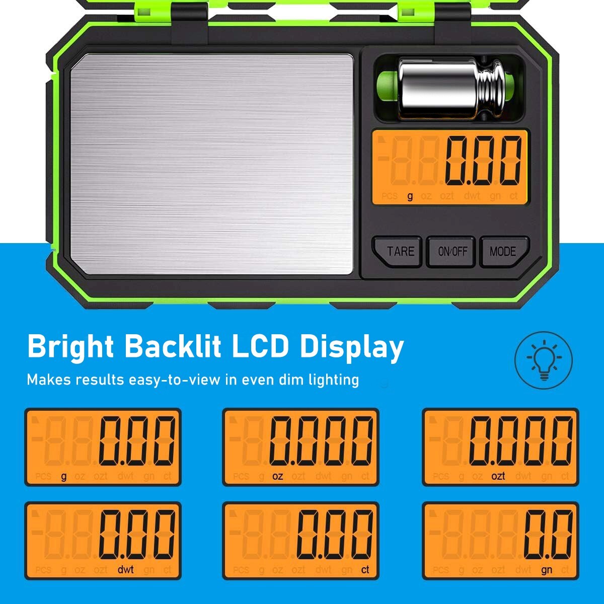 Green Digital Pocket Scale 200g x 0.01g Jewelry Gold Gram Herb Karat Weight USA