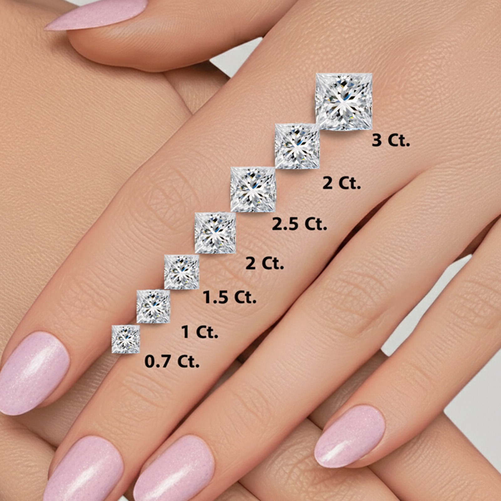 3 Ct Princess Lab Created Moissanite Earrings 18k White Gold Vermeil Screw