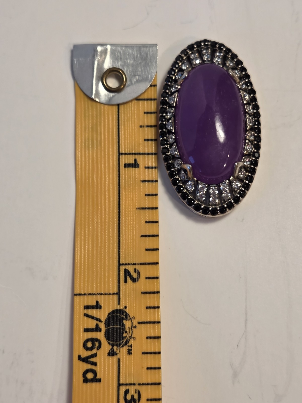 Vintage PAJ JOY 925 Sterling Silver Lavender Purple Jade Rhinestone Pendant