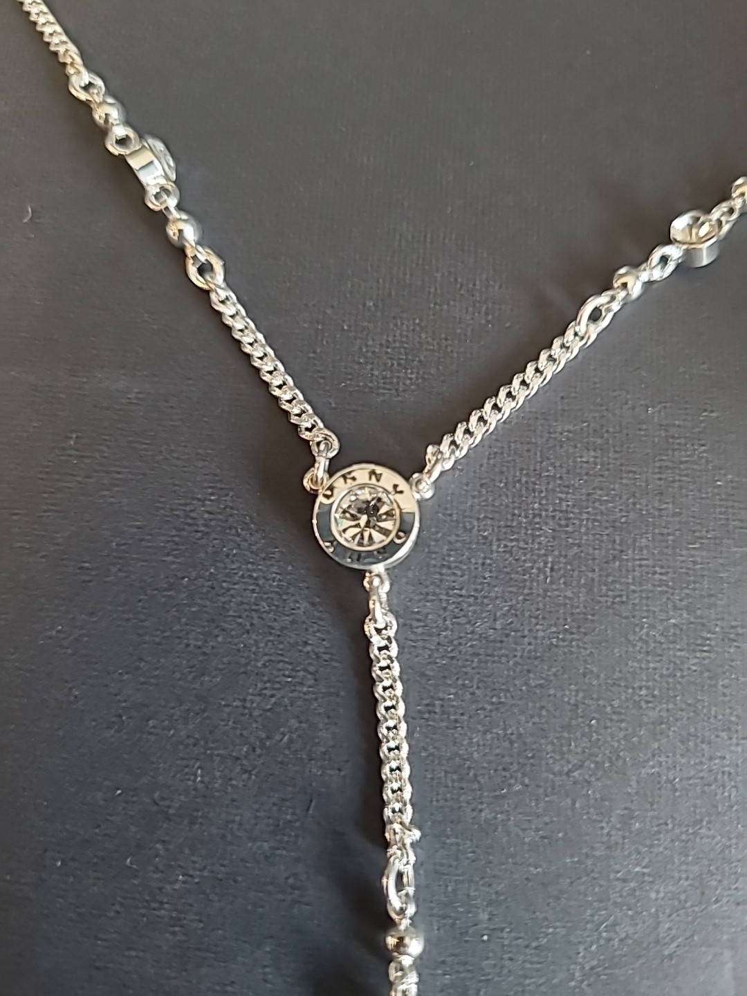 DKNY Logo Crystal Station Y-Necklace – 16in + 3in Extender- IN A GIFT 🎁