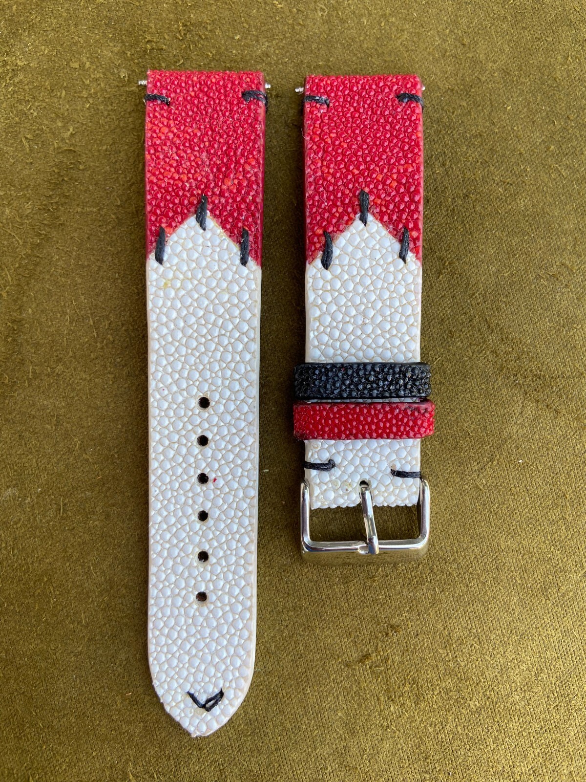 Red – White Stingray Watch Strap Band 16mm 18mm 19mm 20mm 21mm 22mm 24mm 26mm