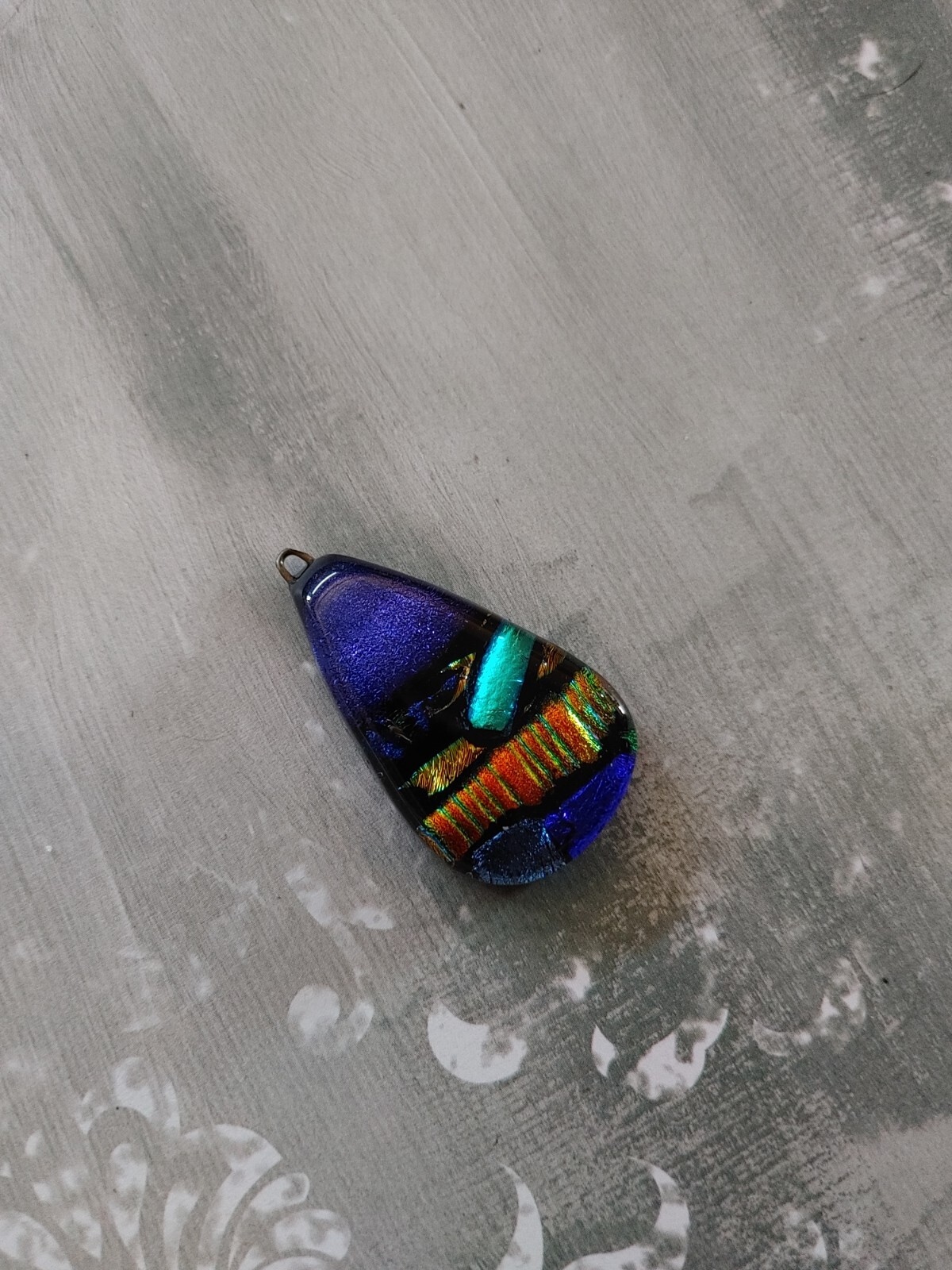 vintage pendant finding component dichroic art glass precious metal foil artisan