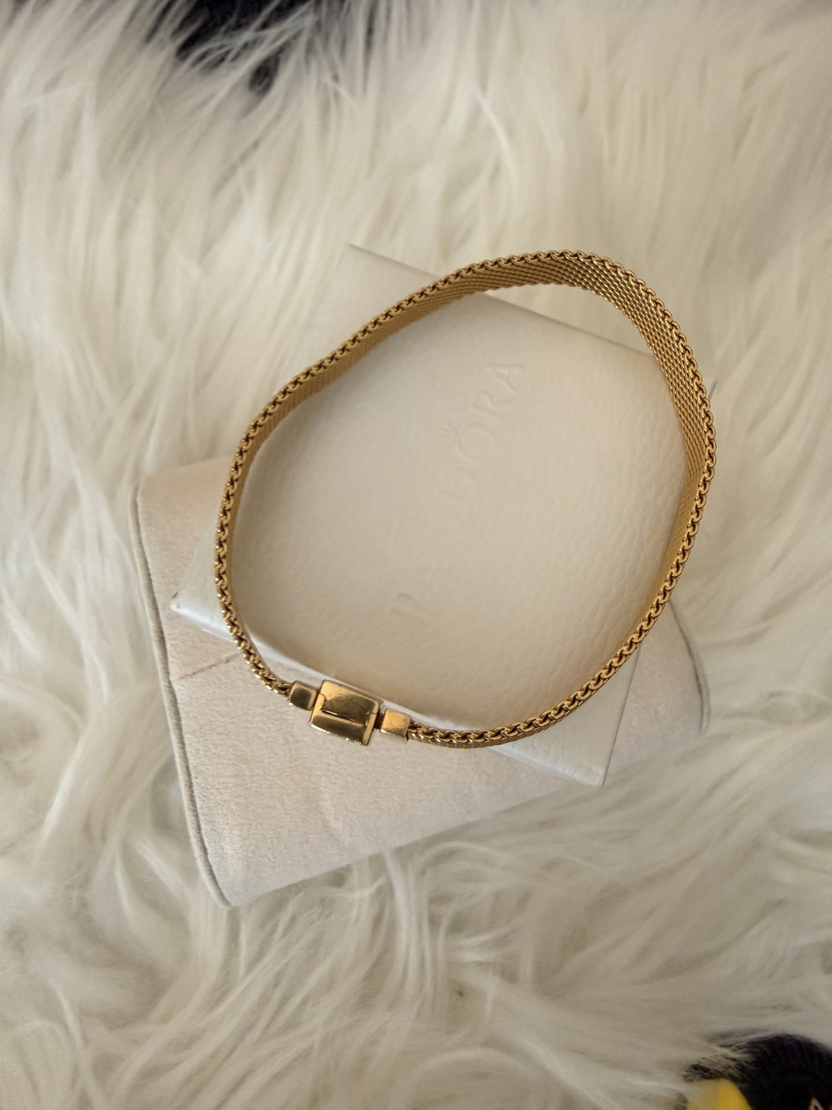 Pandora Reflexions Gold Bracelet 16cm Mesh Chain Gold-Plated Good Condition