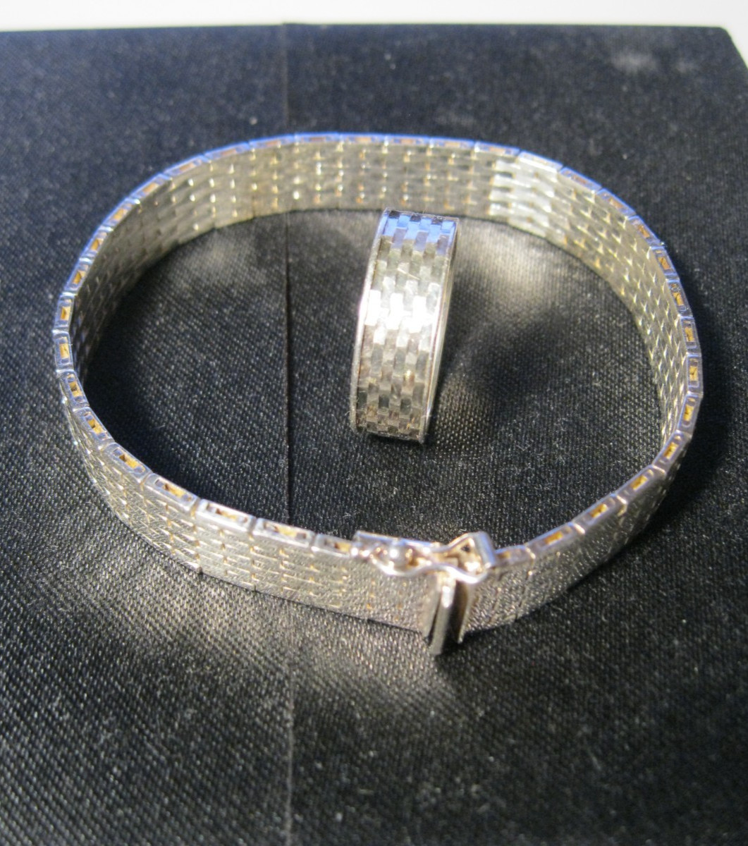 MILOR STERLING SILVER BRACELET 7-1/4″ & MATCHING RING! SIZE 9