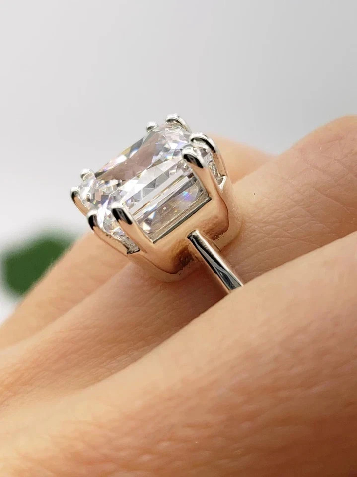 RARE 4.50 Ct Certified White Diamond Princess Cut Solitaire Ring In 925 Silver