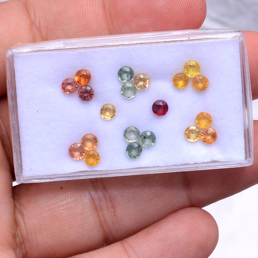 20 Pcs Natural Multi Sapphires Round Cut 3.60mm-3.80mm Loose Gemstones Wholesale