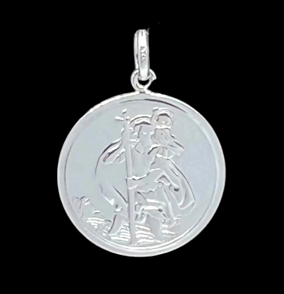 St. Christopher Pendant 21mm x 28mm 925 Sterling Silver Optional 18 – 24″ Chain