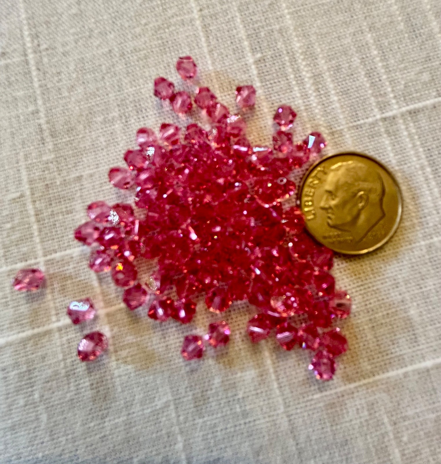 100 pc. SWAROVSKI CRYSTAL ROSE 4mm Loose Beads 5328 Bicone Pink, Oct. Birthstone