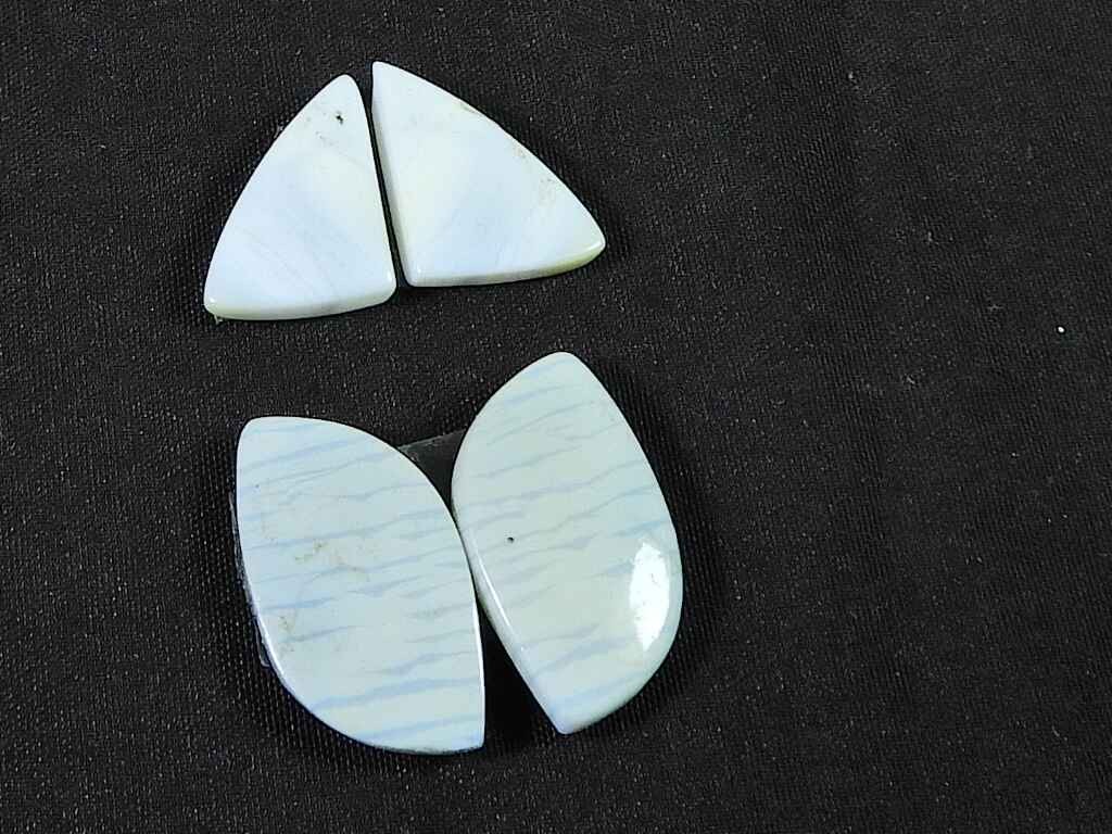 17-21MM Natural White Jasper Matched Pair 2Pcs Cabochon Gemstone 18Cts.