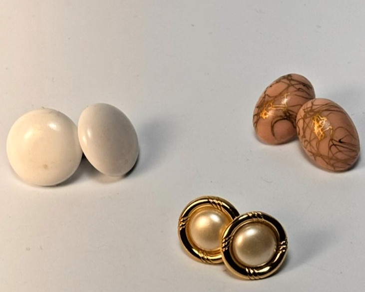 Vintage Earring Lot 80s Glam Glass Pearl Gold Tone Maximalist Glamour
