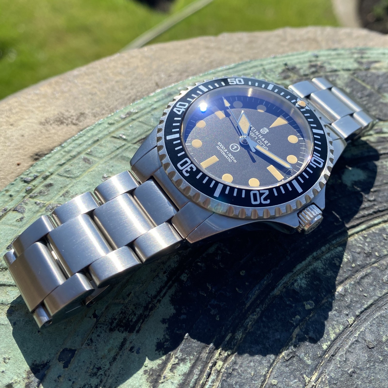 Steinhart Ocean One Vintage Military OVM Black Automatic Diver Watch 42mm