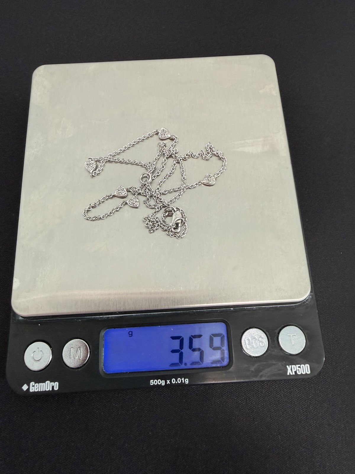 Sterling Silver 925 Heart Station Chain Necklace No Stone