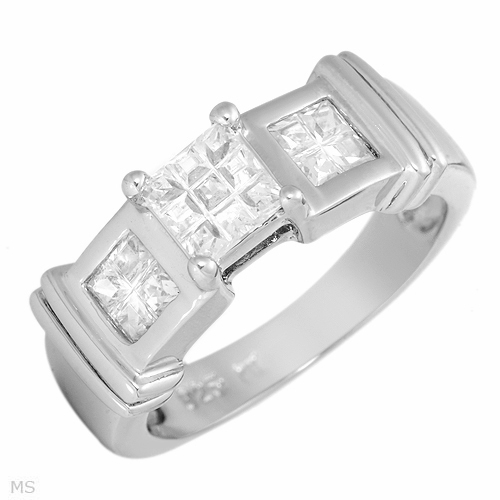 Lovely Three Stone Engagement /Wedding Ring W/ 1.90ctw CZ in 925 Sterling Silver