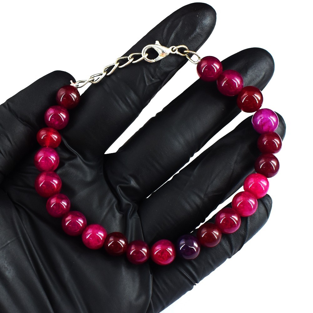 100.00 Cts Single Strand Pink Ruby Beaded Excellent Bracelet VK 50 E752