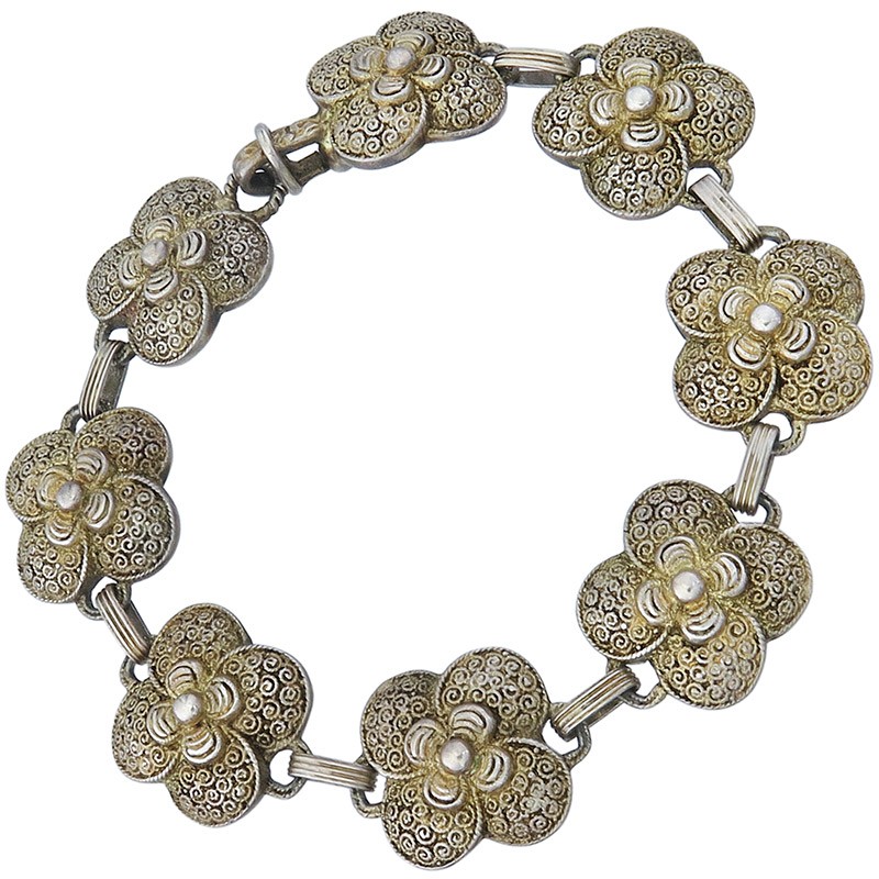 Theodor Fahrner Bracelet Shamrocks Sterling Silver Circa 1940