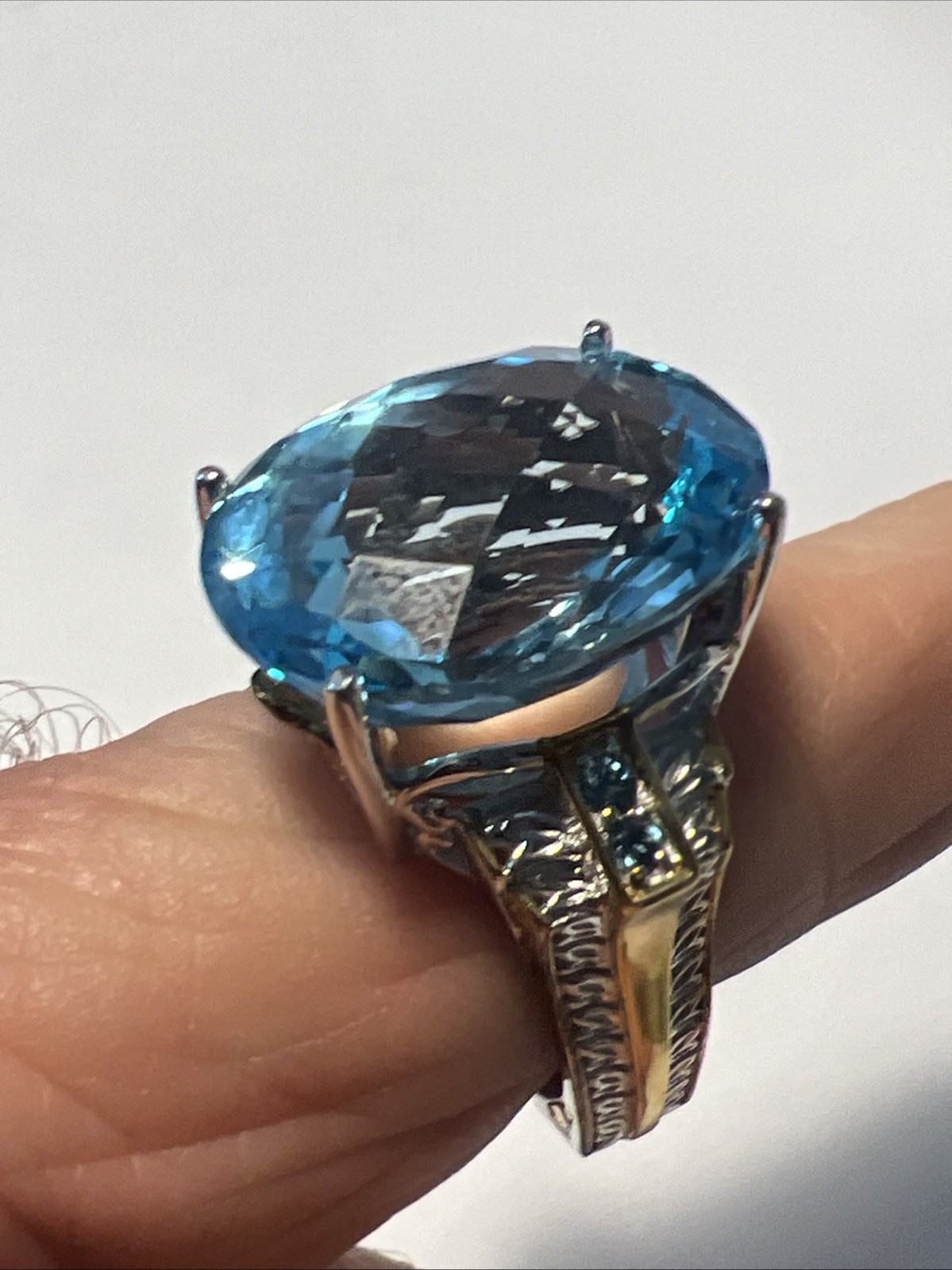 Gems en Vogue 925 Topaz ? Palladium Ring sz 11 Gold Vermeil 13.9g #JV137