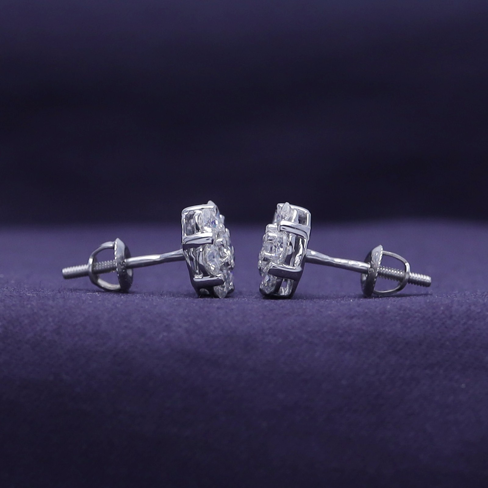 Moissanite VVS Flower Cluster Earrings 925 Silver Stud Earrings 0.50 – 2 CTW