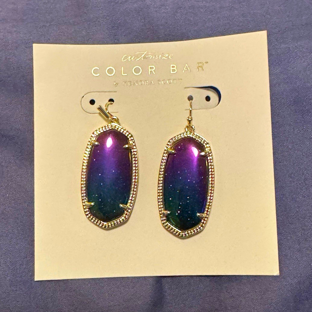 Kendra Scott Galaxy Color Elle Earrings Gold Tone