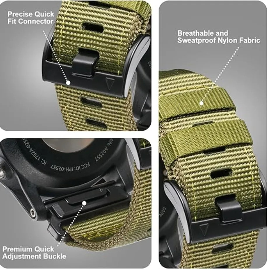QuickFit 22mm 26mm Nylon Strap For Garmin Fenix 7 7X 6X Pro/Epix Pro Gen 2 51mm