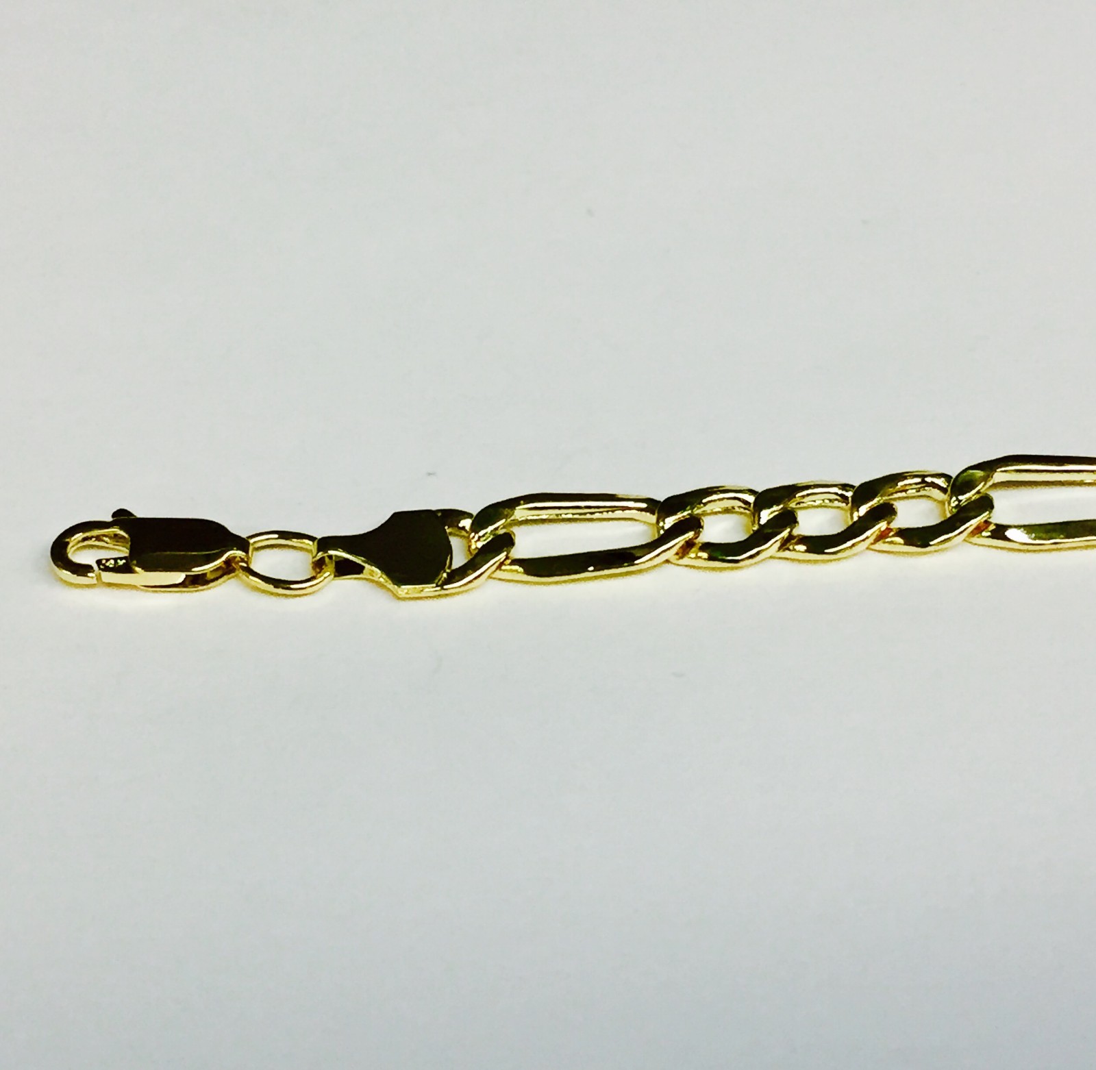 14k Yellow Gold Mens Figaro Curb Lite Link Chain/Necklace 22″ 6MM 10 grams