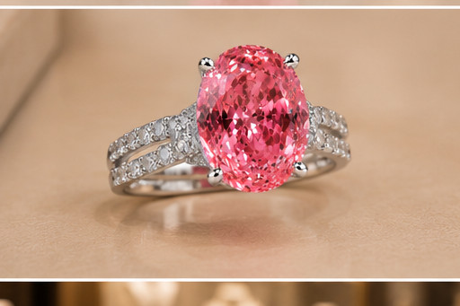 Natural Pink Sapphire & Diamond Wedding Gift Ring 14k White Gold 6 (Import Free)