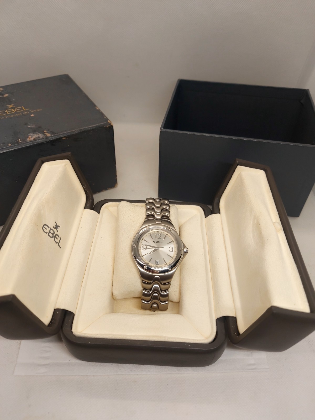 EBEL Sport Wave Quartz Date Silver Dial 40mm Ref.E9955K41 SS 1215048 Men’s Watch