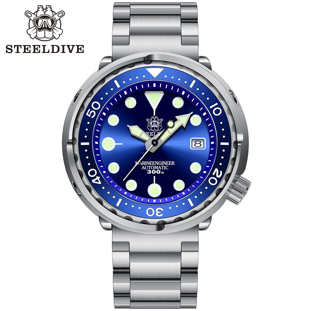 STEELDIVE SD1975 Mens 47.5mm 300M Automatic Dive Watch NH35 Steel Classic