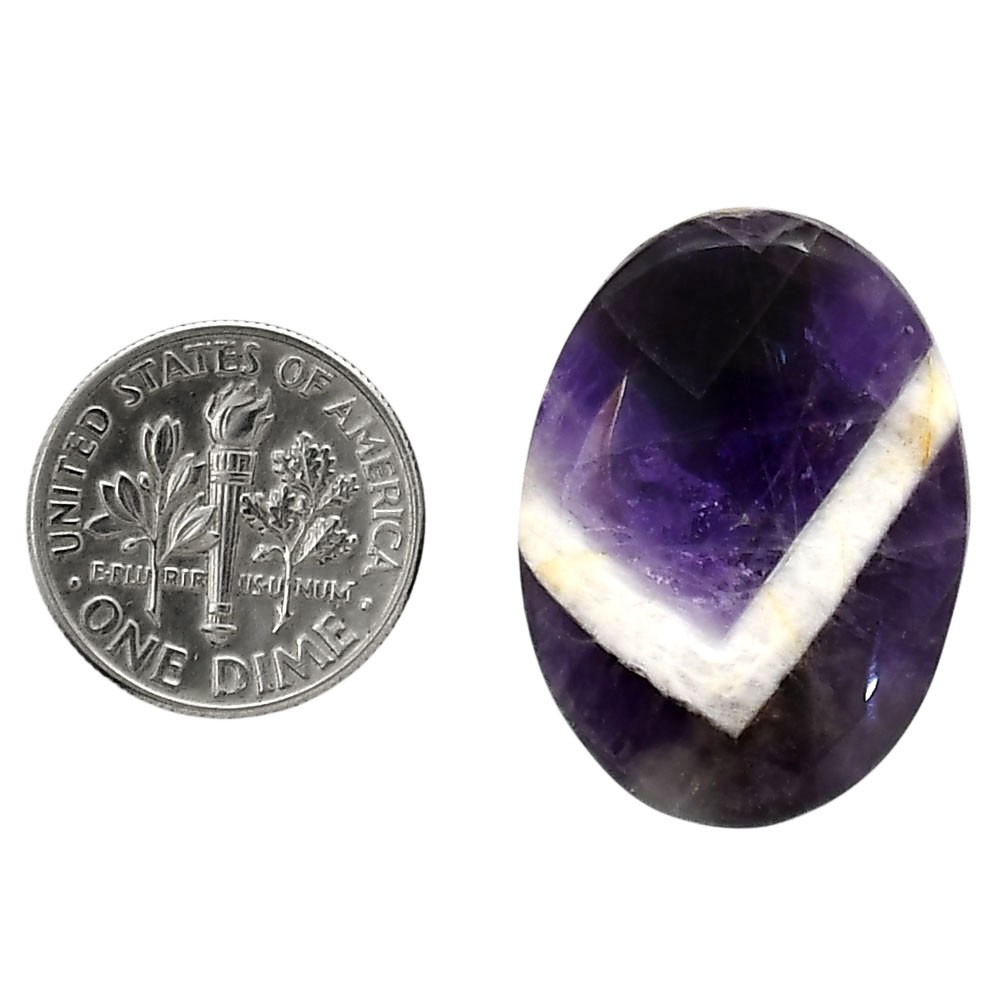 Natural Chevron Amethyst 20.1×27.8×6 mm Oval Shape Polished Gemstone LS12-05265