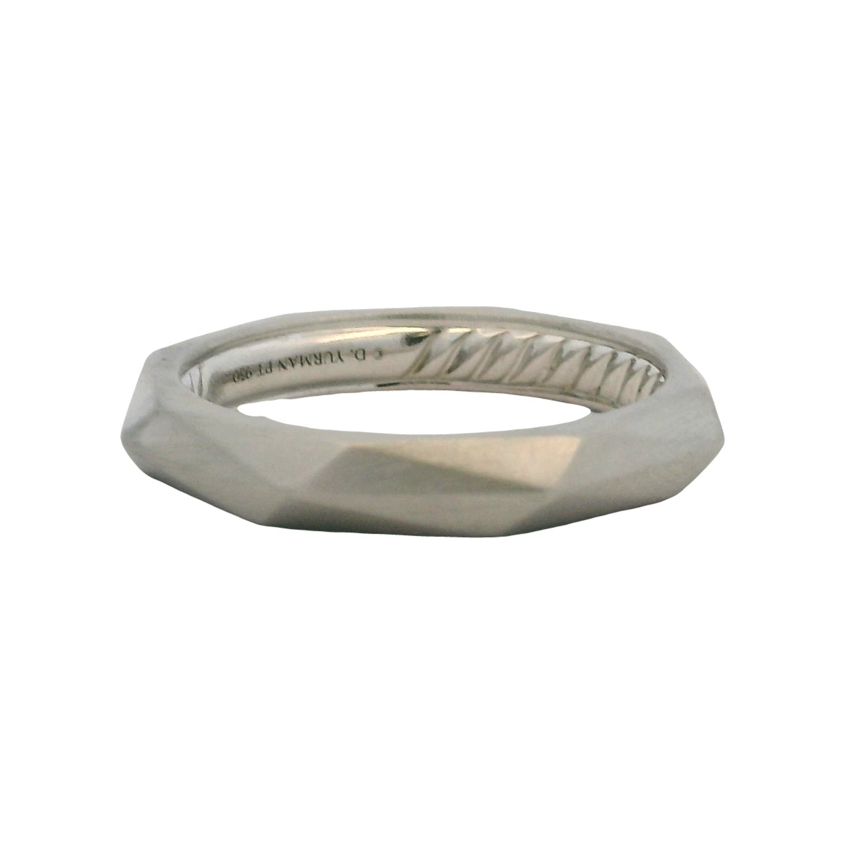 Rare Retired David Yurman Solid 950 Platinum Faceted 4mm 12g Band Ring Size 11