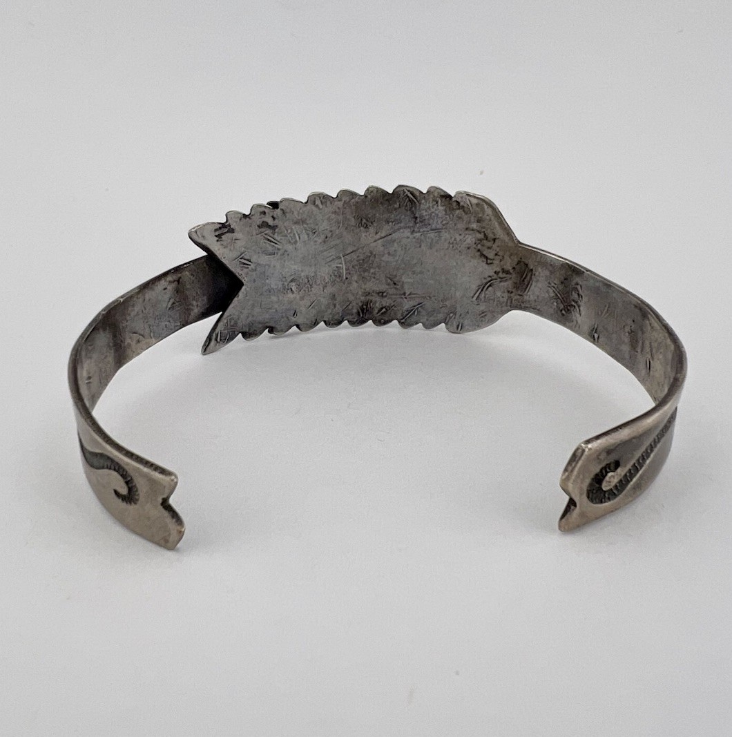 OLD 1940’s Fred Harvey Navajo Coin Silver Stamped Arrow Snake Cuff Bracelet