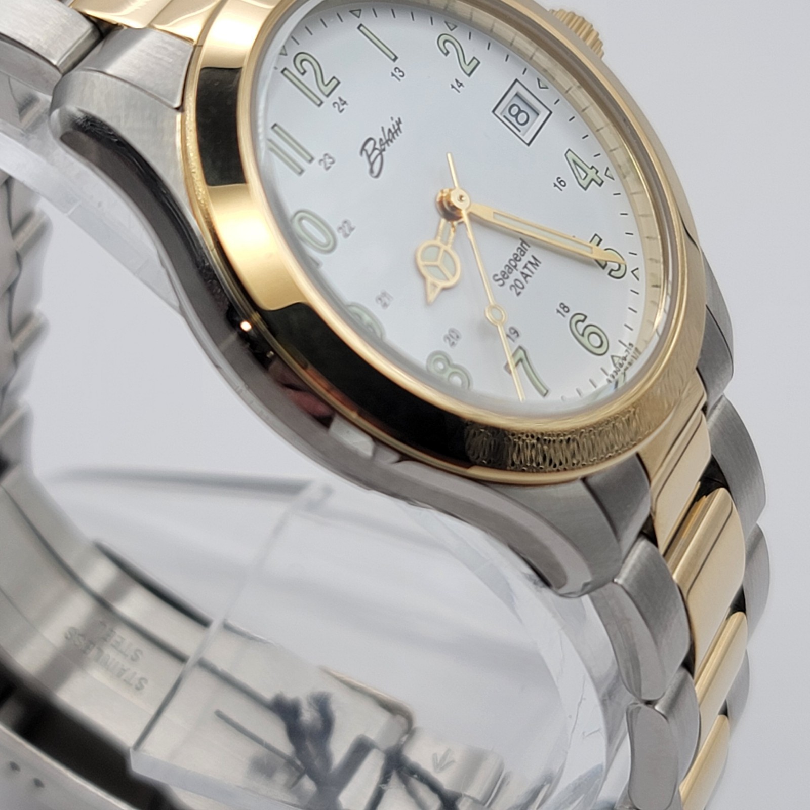 Belair Seapearl 20 ATM Two Tone Swiss Quartz Mens Watch Ref 715 Box & Papers