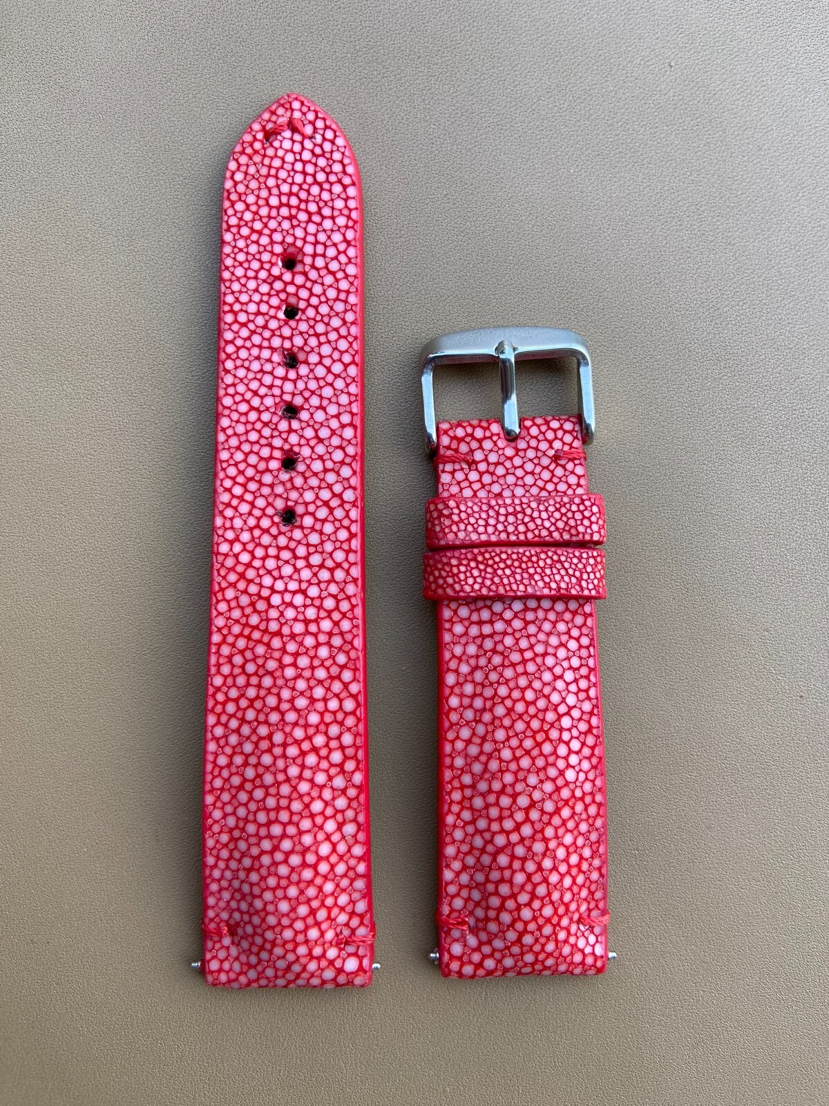 Red Stingray Leather Watch Strap Band, Size 18mm 19mm 20mm 21mm 22mm 24mm 26mm