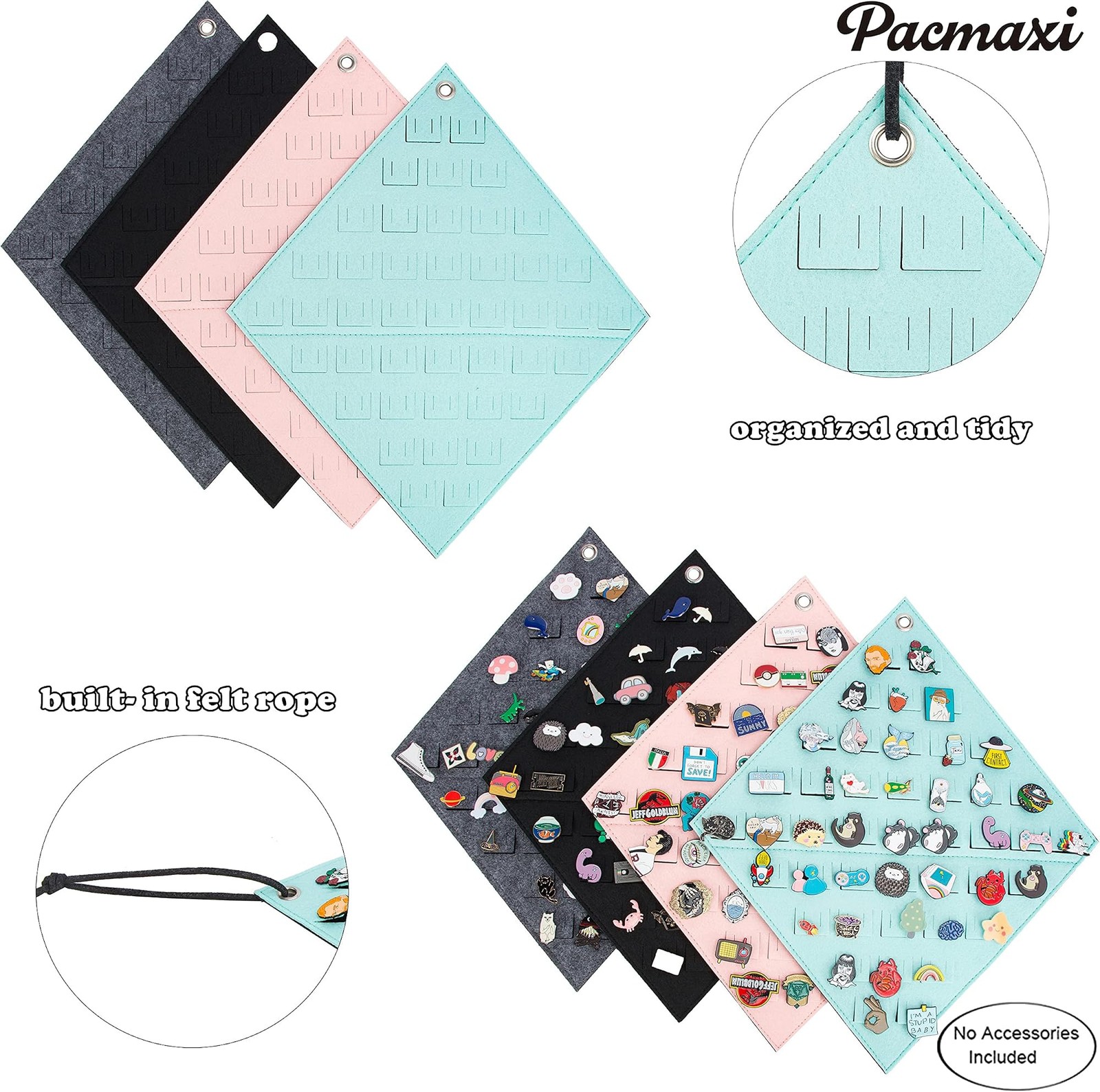 PACMAXI 4 Pieces Hanging Brooch Pin Storage Organizer Pin Brooch Holder | Wal…