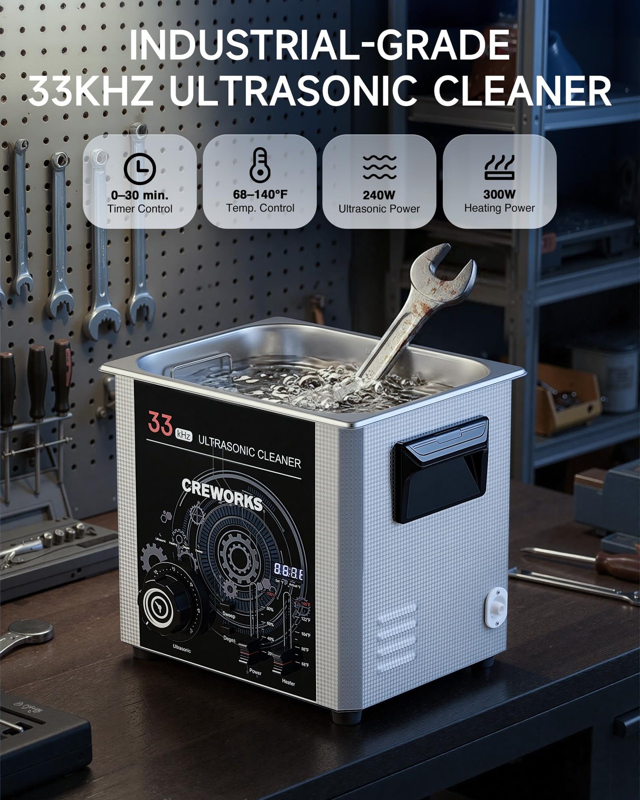 10L Ultrasonic Cleaner with Sweep Function, 33kHz 240W Industrial-Grade Ultra…
