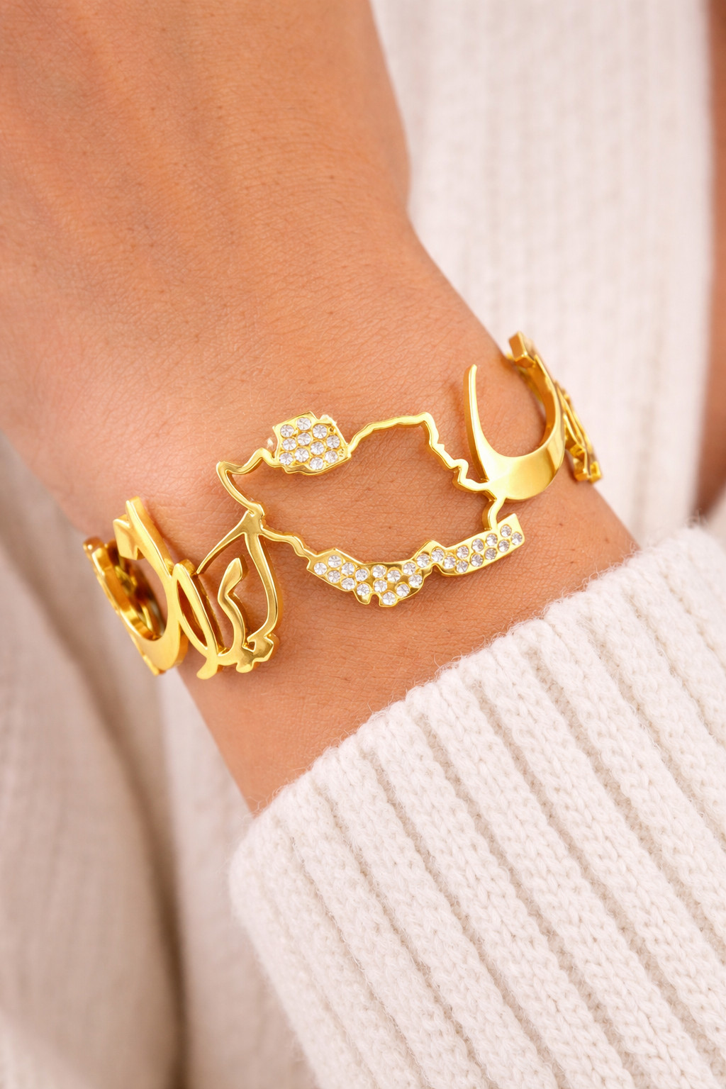 NASIMA Iran Map Jewelry Set 18K Gold Plated Necklace Ring Bracelet Earrings Gift