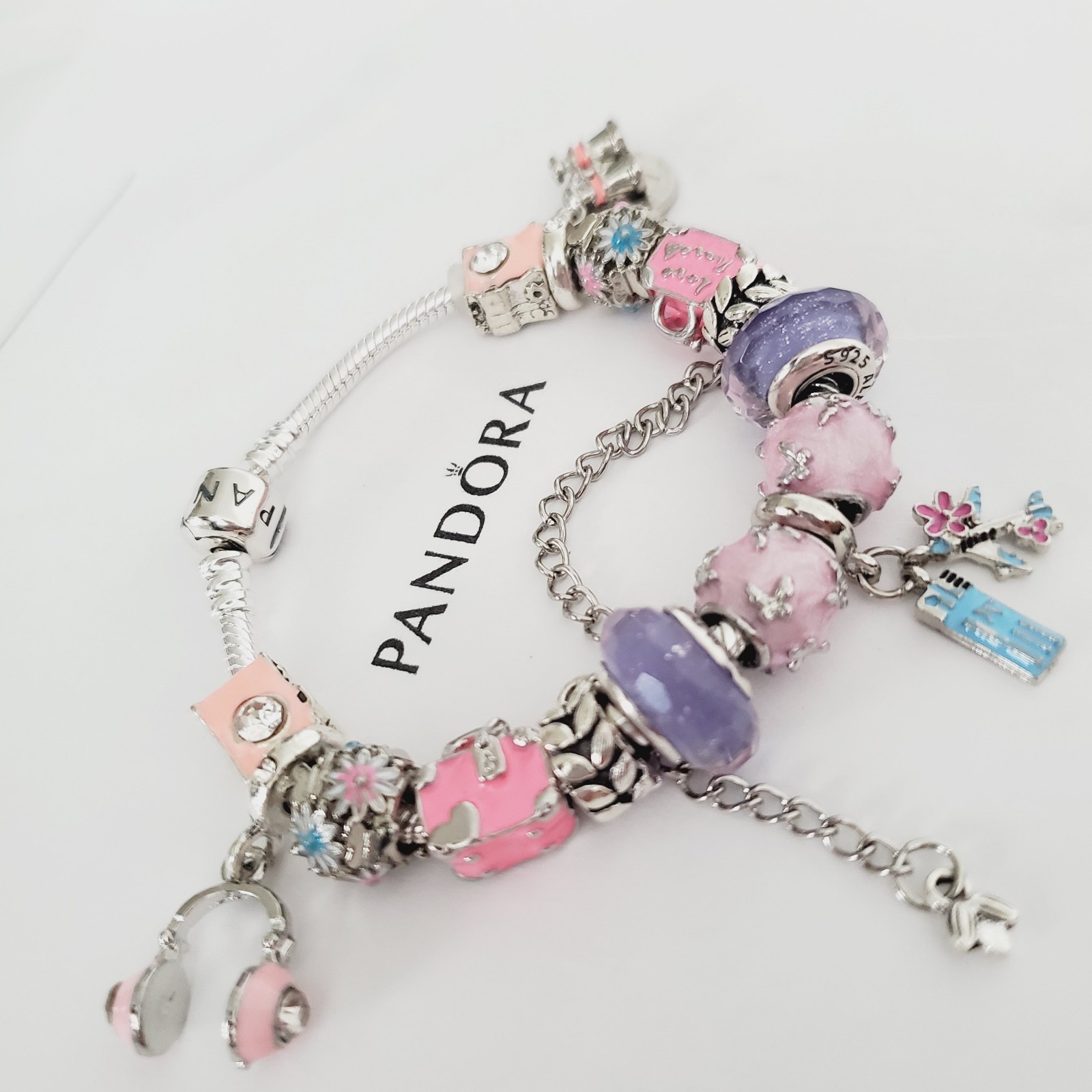 Authentic Pandora Travel Charm Bracelet Multicolor Gift Set New in Box
