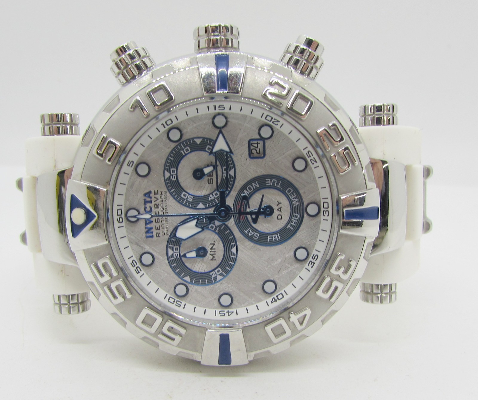 INVICTA SUBAQUA NOMA 24294 METEORITE DIAL WHITE BAND QUARTZ 47MM WRIST WATCH