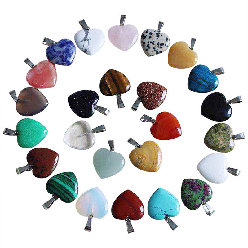 50pcs Natural Quartz Crystal Stone Heart Pendants Charms for jewelry making