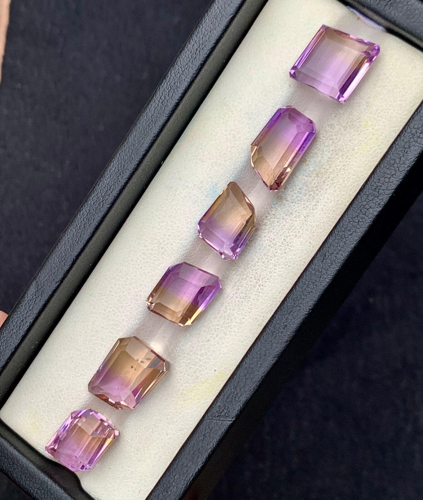 40 Carat Natural Ametrine Emerald Cut Gemstone Lot of 6 Pieces | Bi-Color