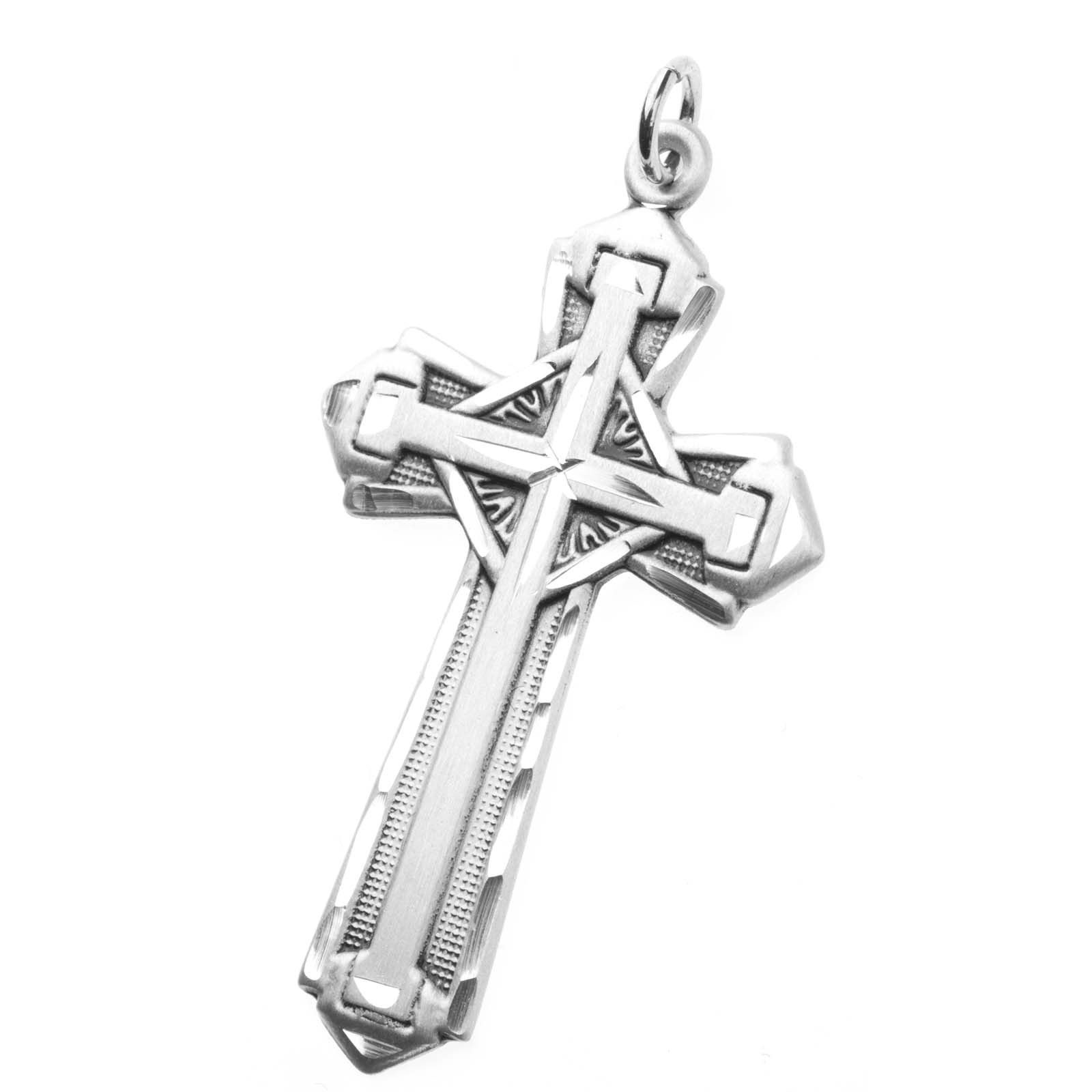 Men’s 925 Sterling Silver Cross 1 5/8 x 7/8 Pendant Religious Necklace 24 Chain