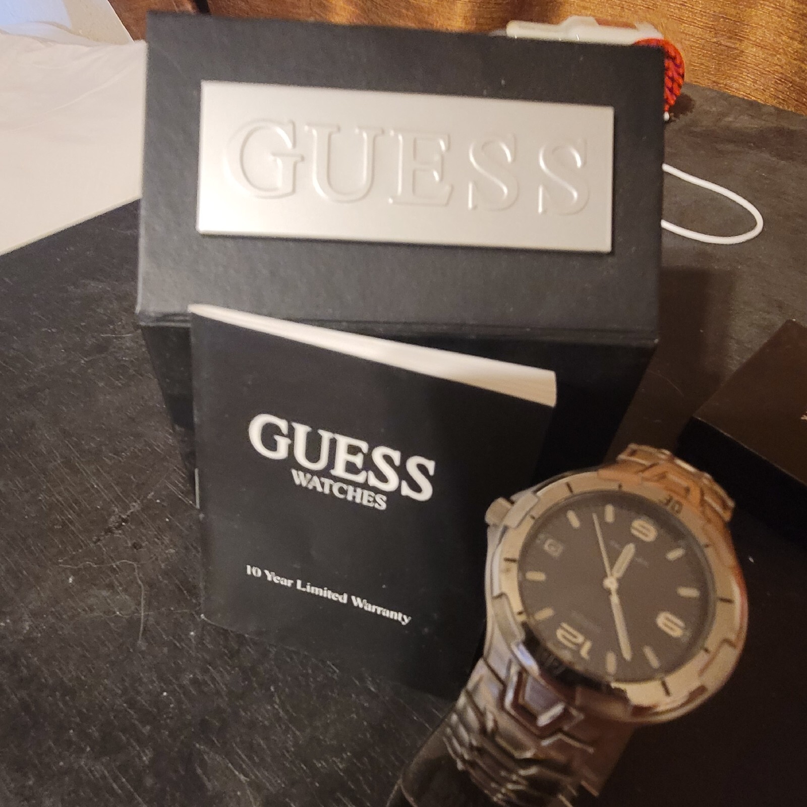 guess waterpro mens watch NEW WITH TAGS NOS NWT MIB silver/pewter color