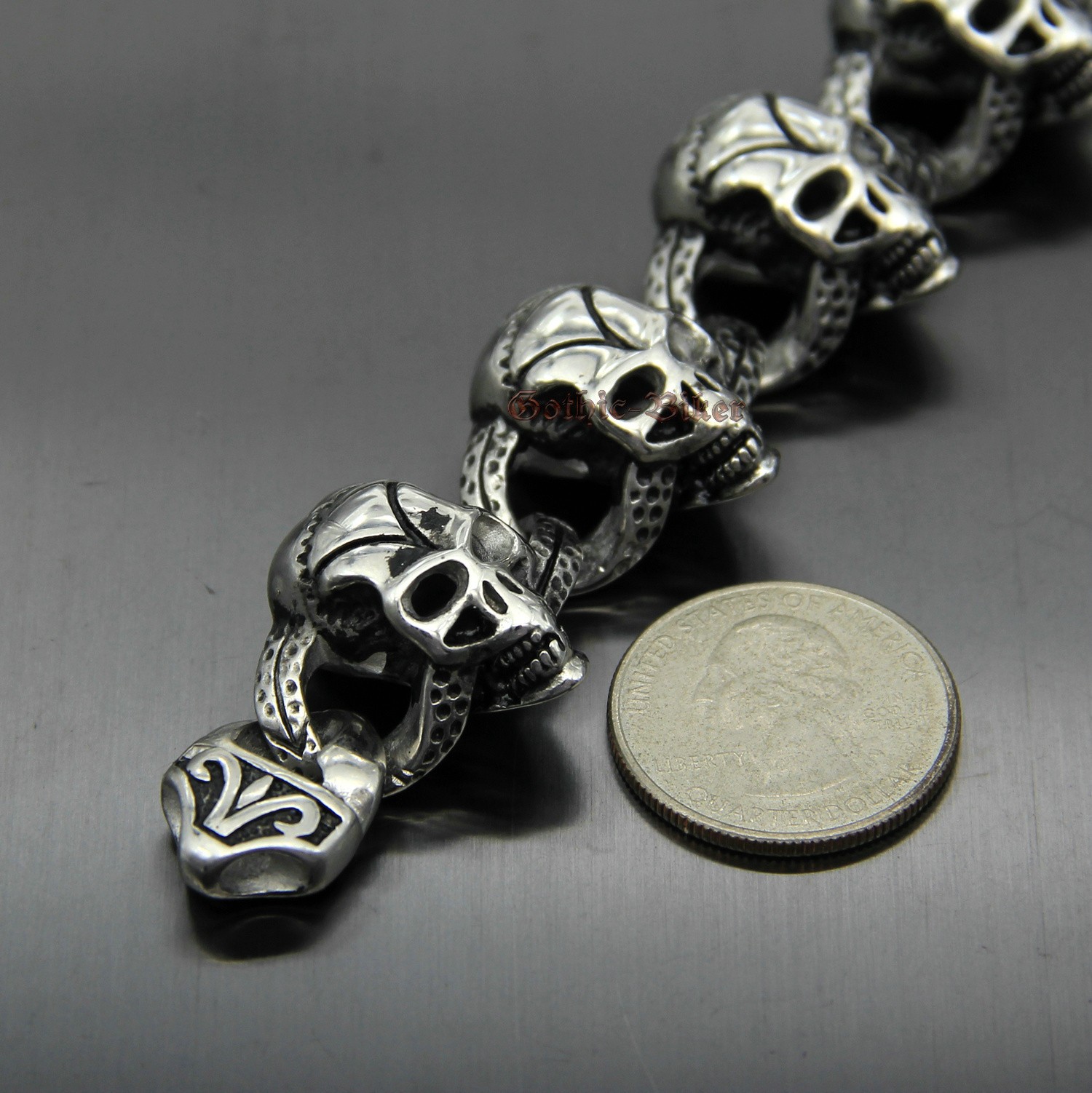 HEAVY Stainless Steel Skull Chain Link Necklace Heavy Chunky Retro Men Biker